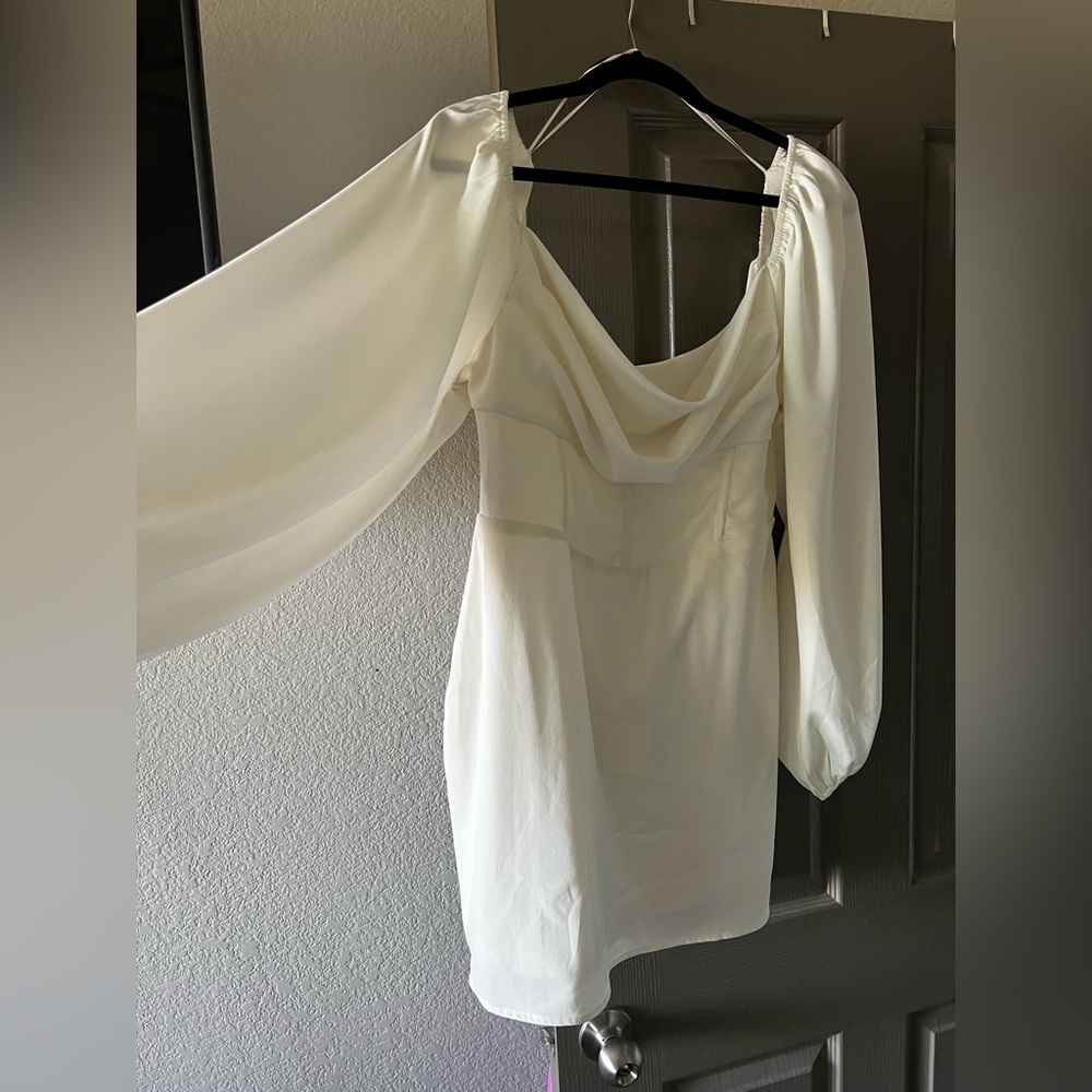 LILLIE LONG SLEEVE MINI DRESS WHITE